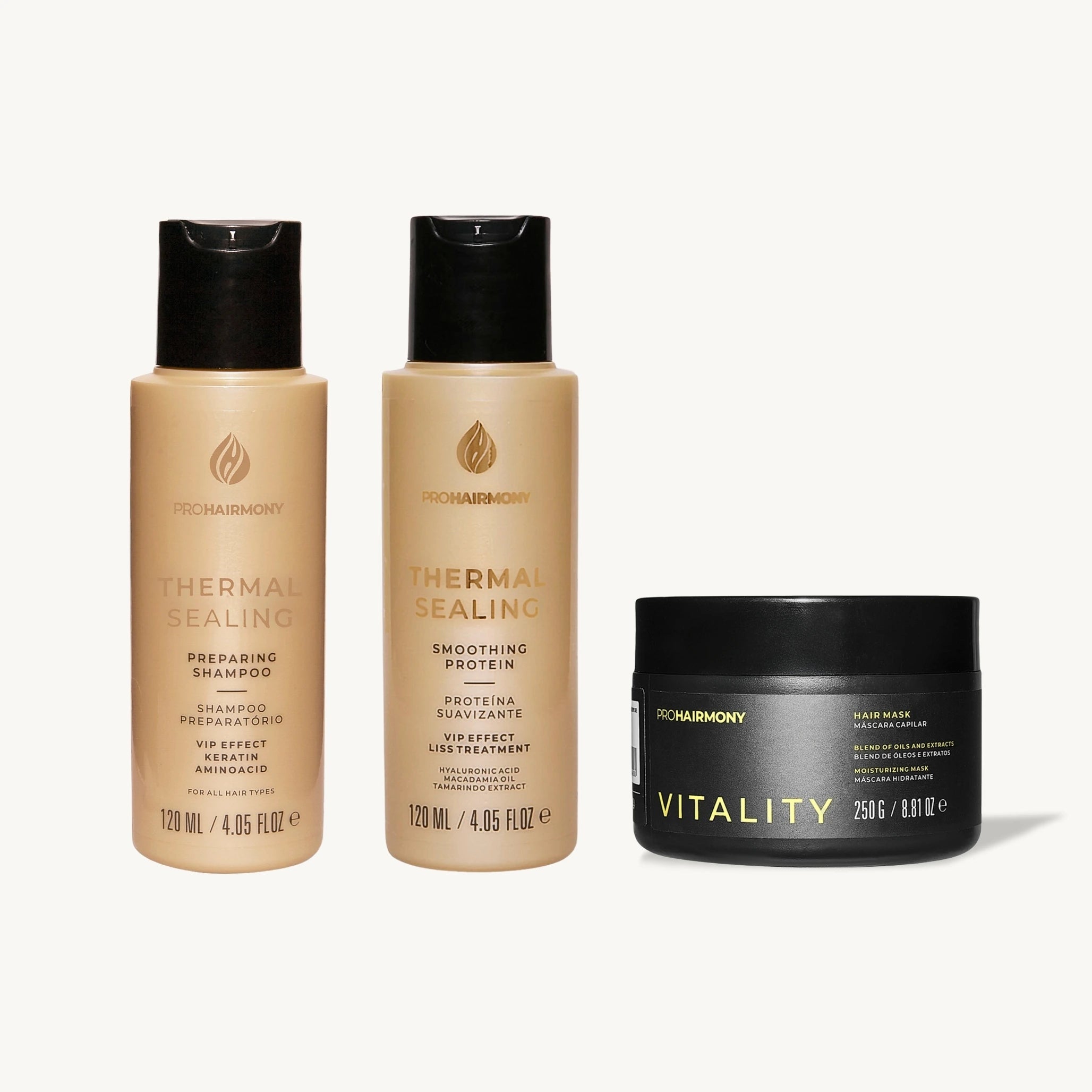 Kit Alinhamento Thermal Sealing 120ml + Máscara de Hidratação Vitality 250g - Pro Hairmony