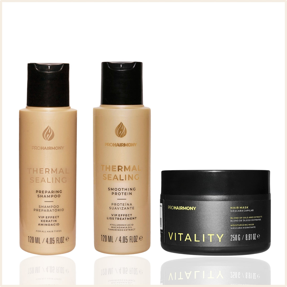 Kit Alisamento Thermal Sealing 120mL + Máscara de Hidratação Vitality 250g | Sem Formol - Pro Hairmony